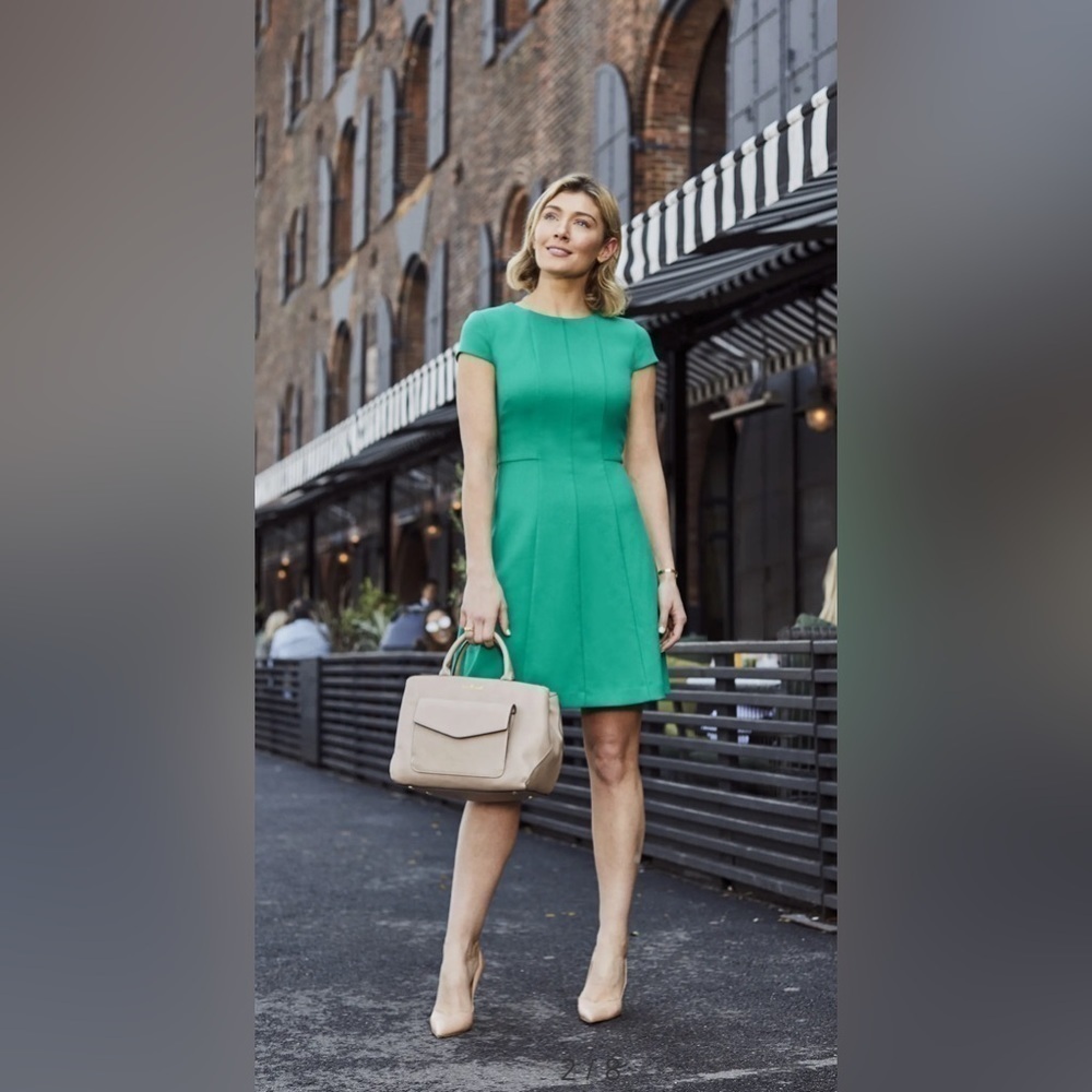 Harper Rose‎ | Kelly Green Fit & Flare A-Line Capsleeve Dress Sz 2 Office Career